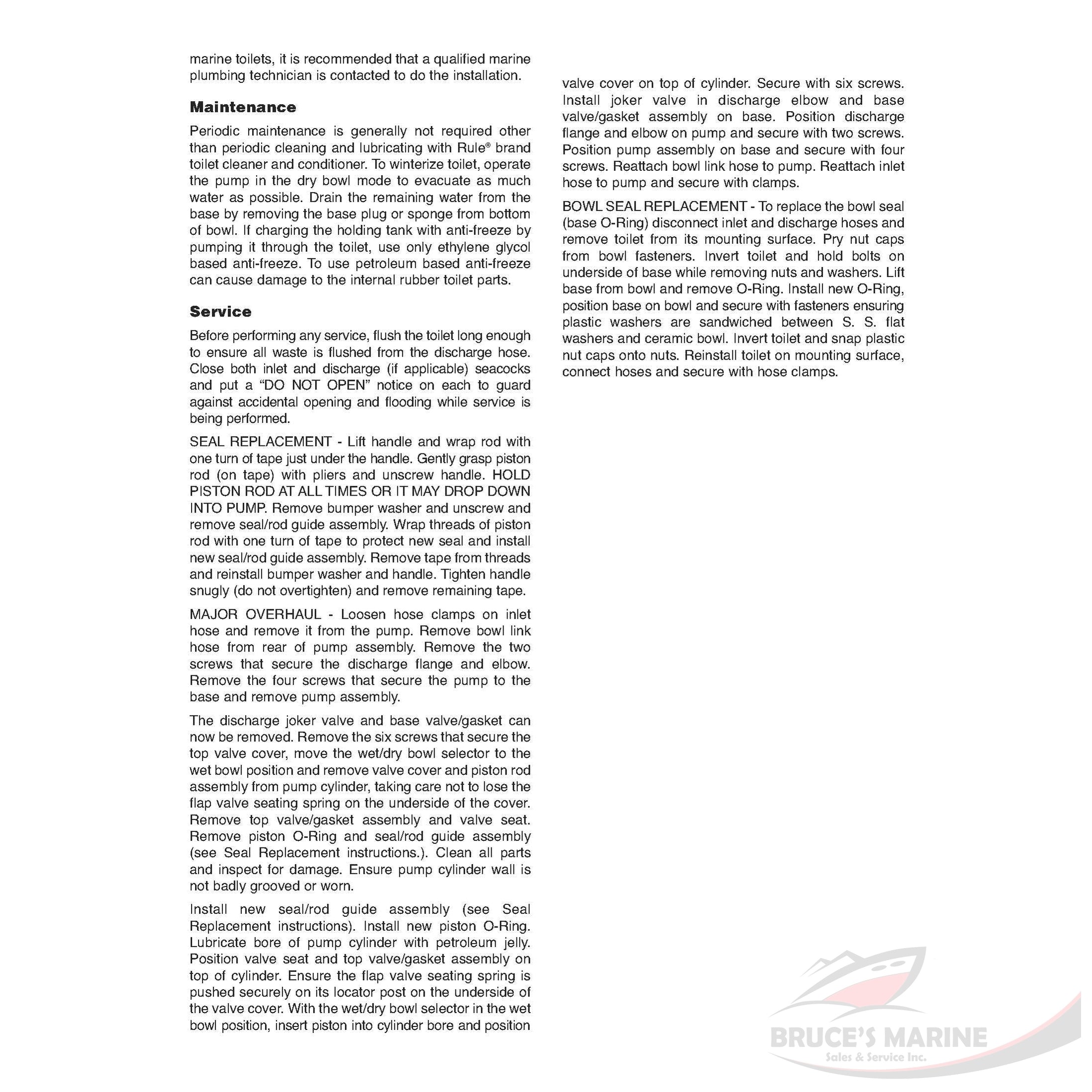 1998-2007 29045-2000 SERVICE KIT - MANUAL TOILET