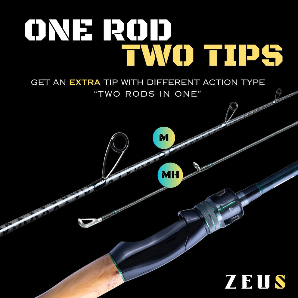 ZEUS 2-PIECE SPINNING ROD (TWO TIPS INCLUDED)