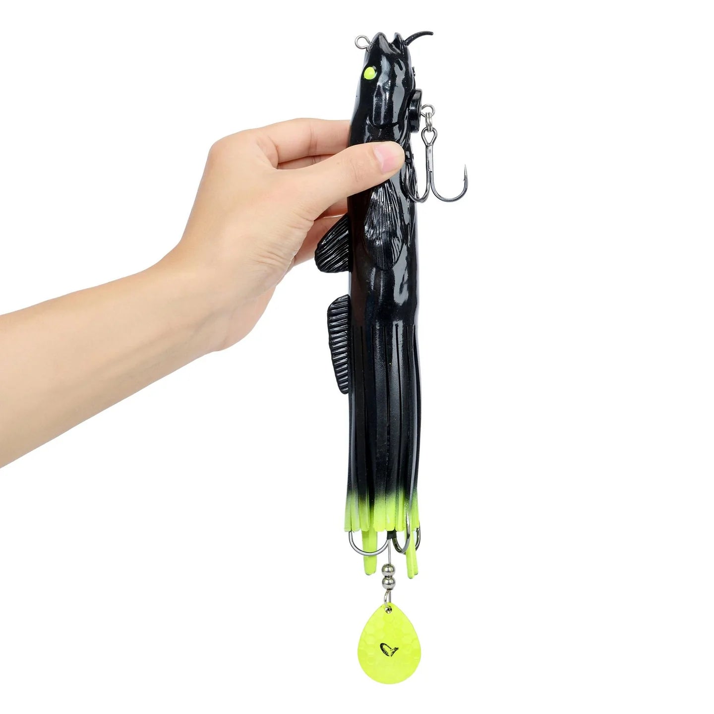 3D Burbot Tube, Black Chartreuse, 10”