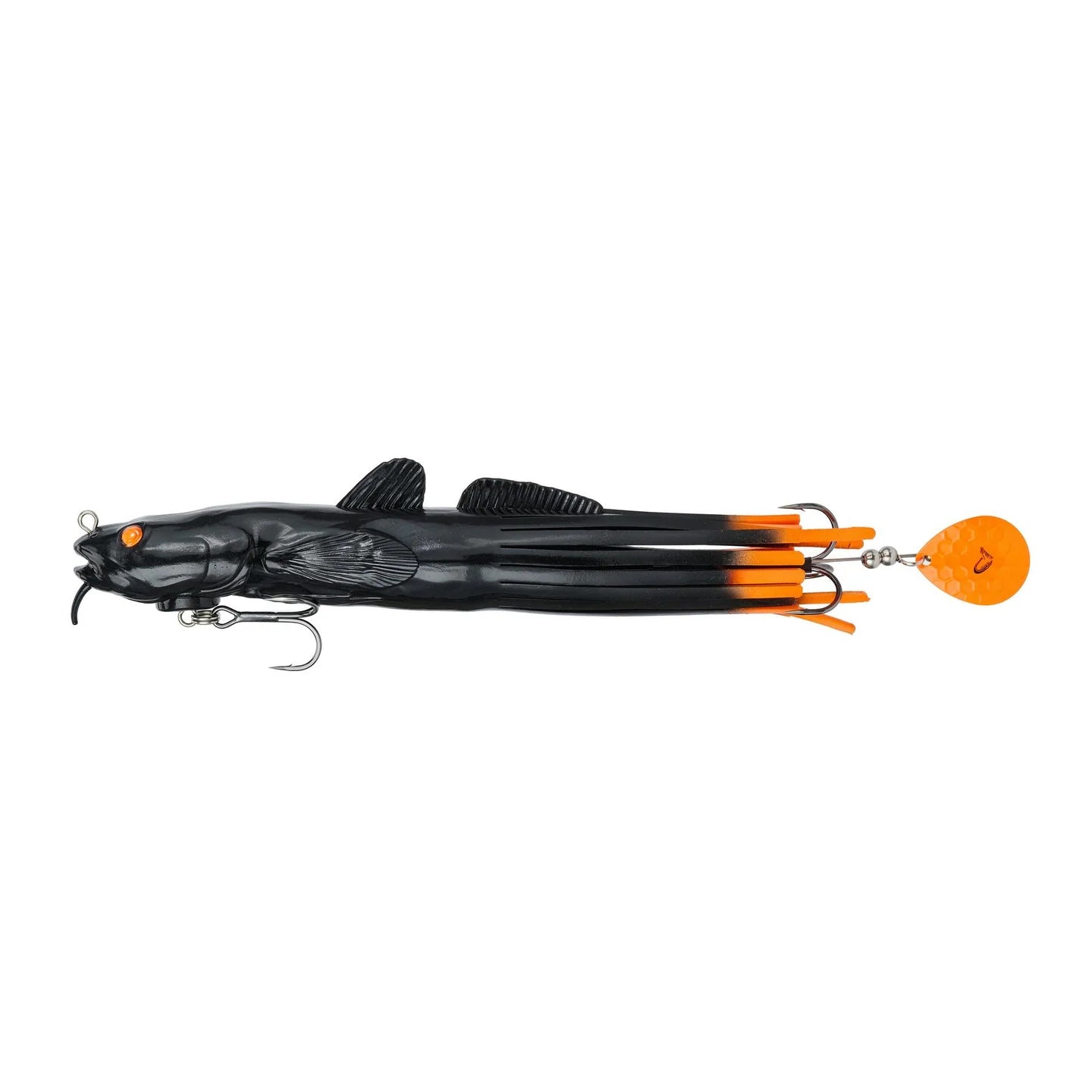 3D Burbot Tube, Black Orange Flash, 10”