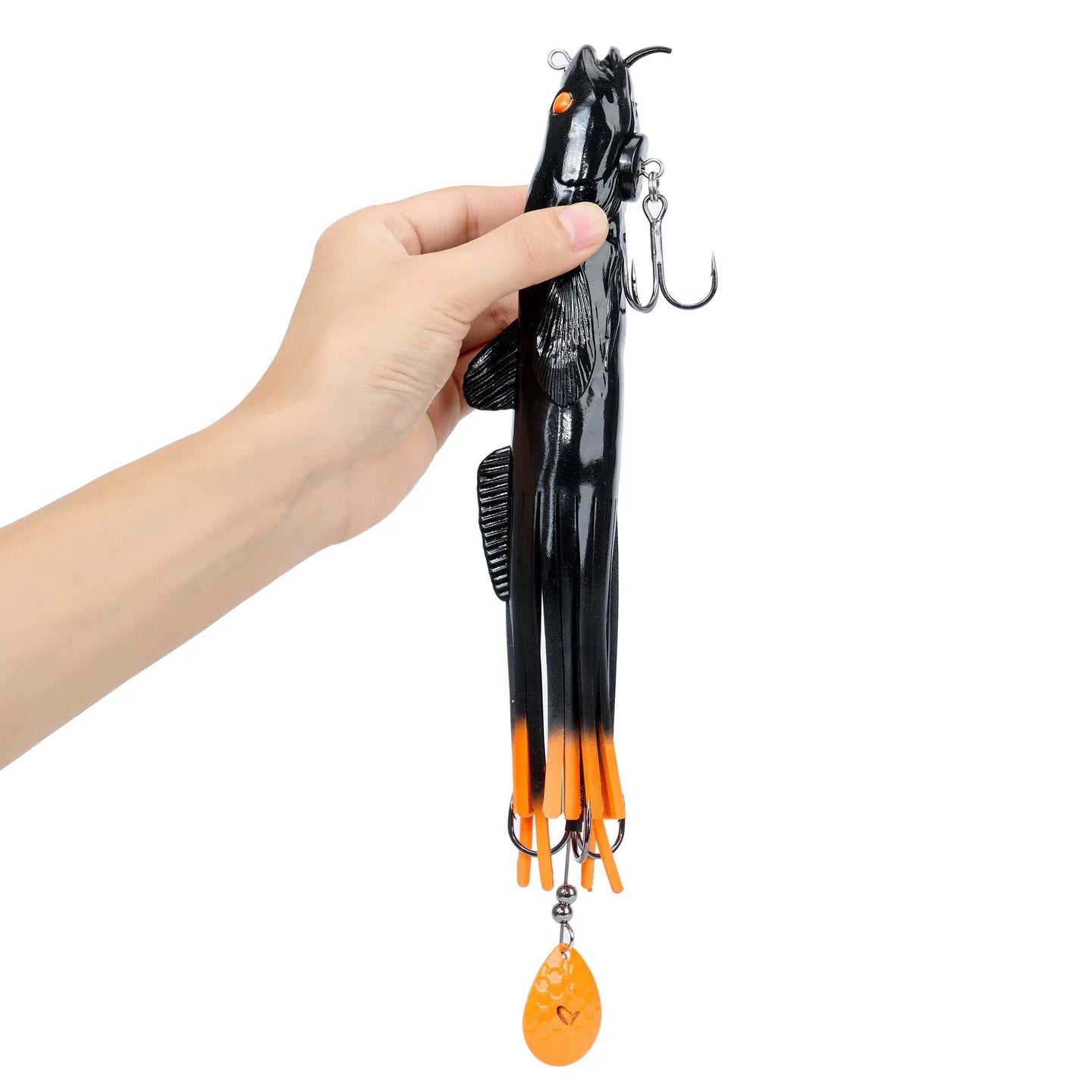 3D Burbot Tube, Black Orange Flash, 10”