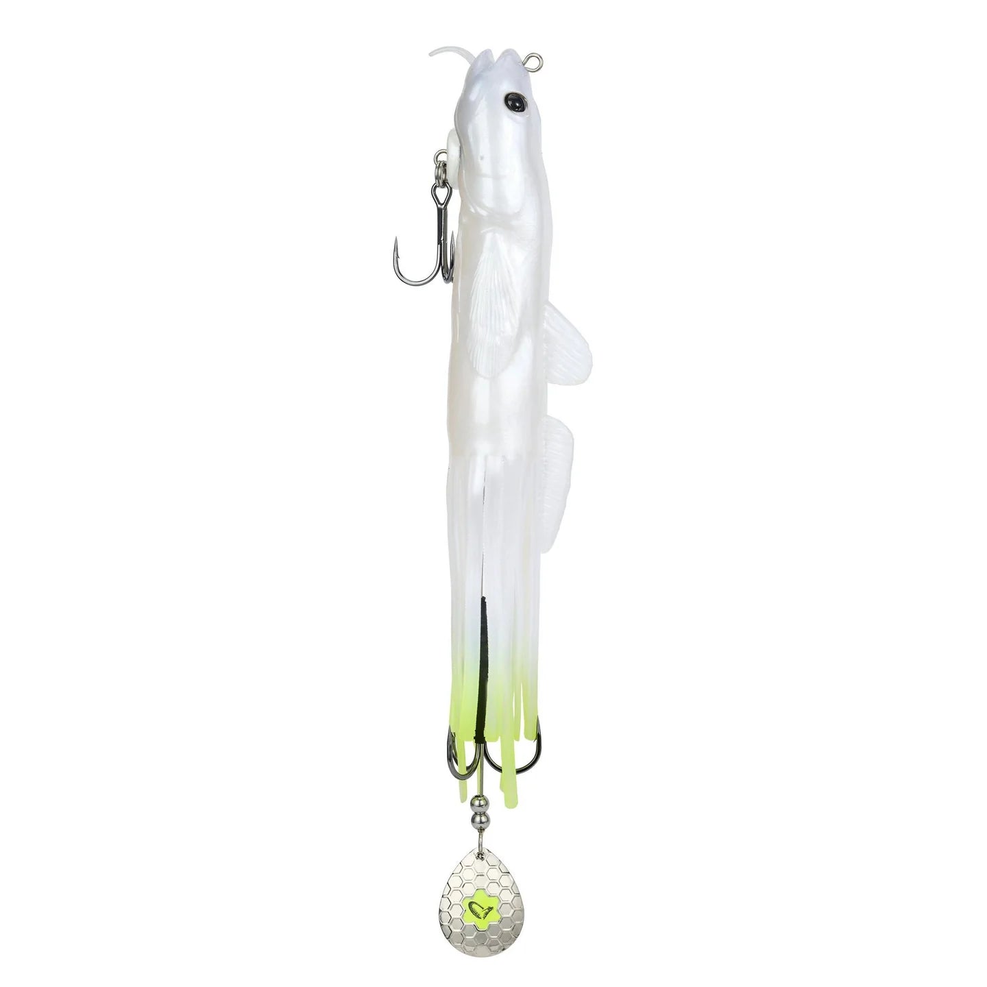 3D Burbot Tube, White Chartreuse, 10”