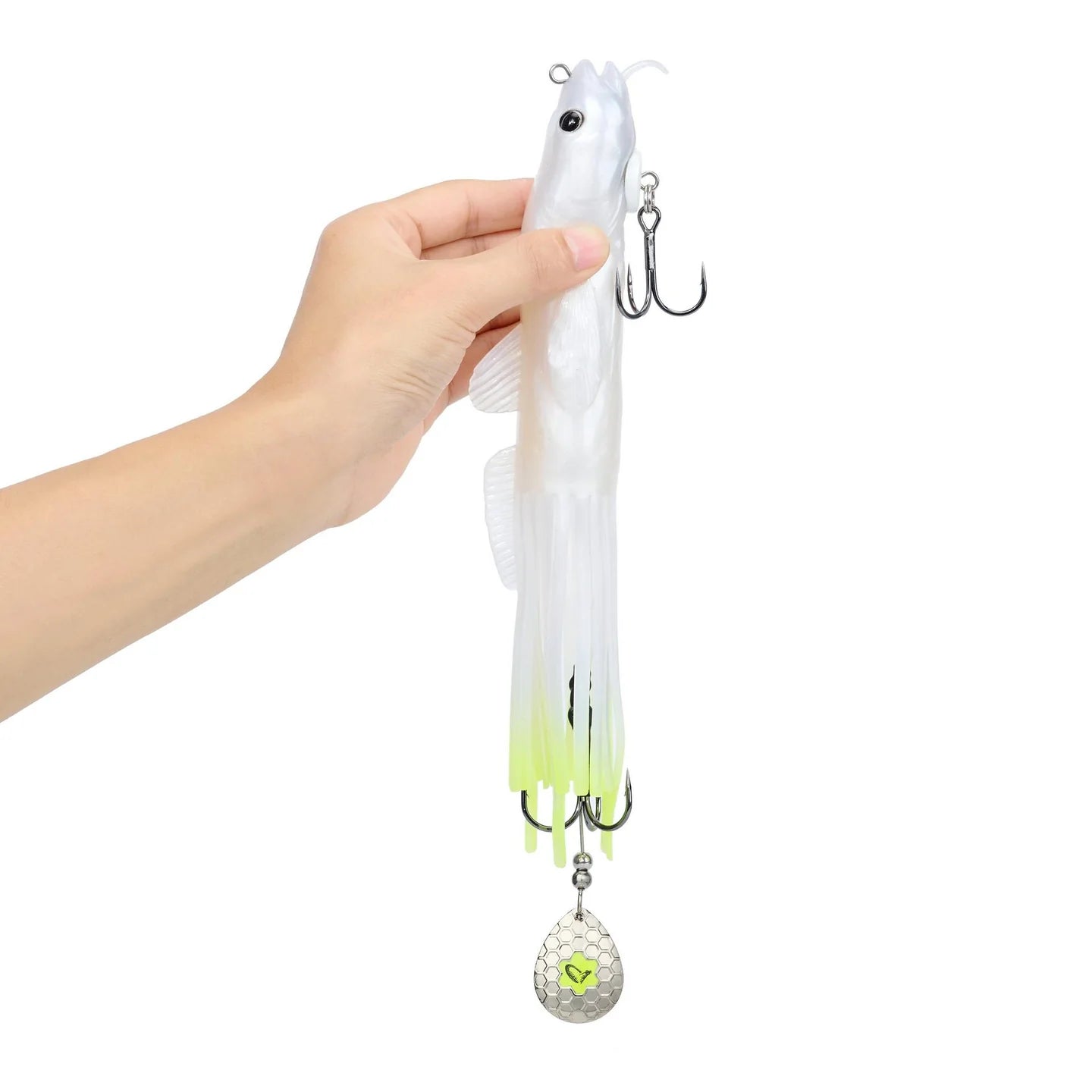 3D Burbot Tube, White Chartreuse, 10”