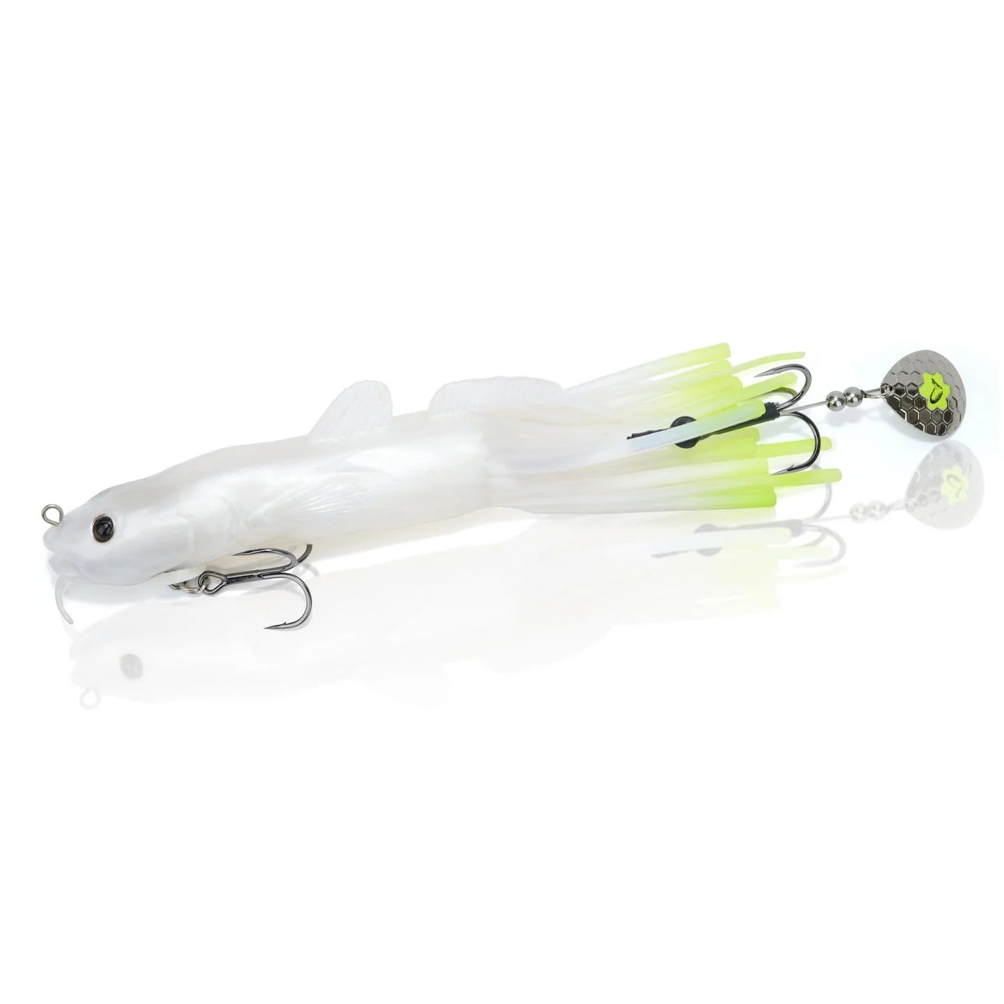 3D Burbot Tube, White Chartreuse, 10”