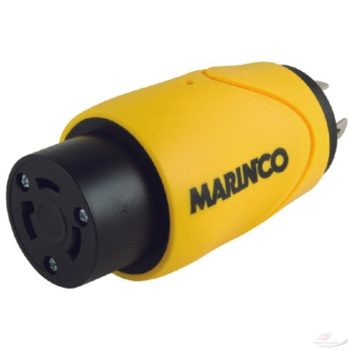 MARINCO (OLD 84A) STRAIGHT ADAPTER DOCK SIDE MALE 20A/125V LOCKING TO BOAT SIDE FEMALE 30A/125V LOCKING #S30-30
