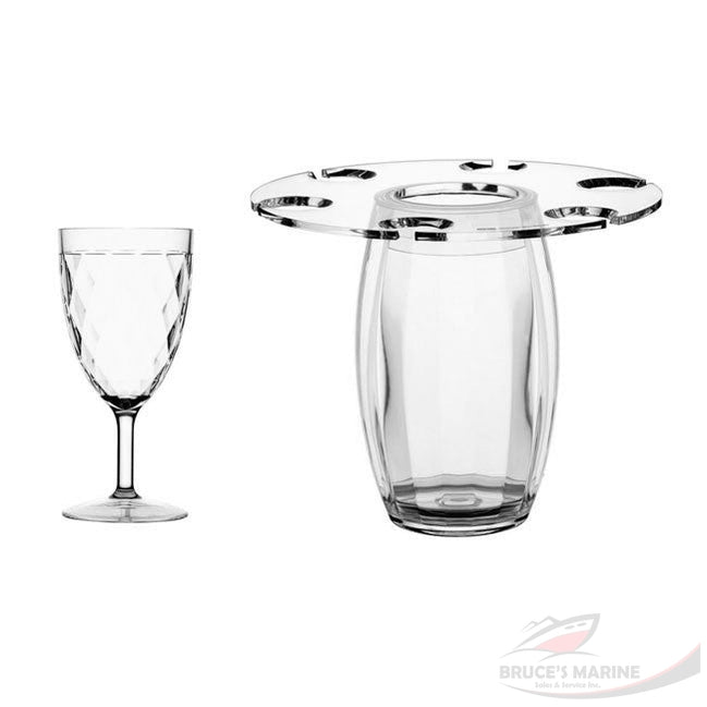 PARTY – CHAMPAGNE BUCKET SET WITH HOLDER FOR GLASSES + 6 GLASSES (SMOOTH), 8 PIECES P/N 16810