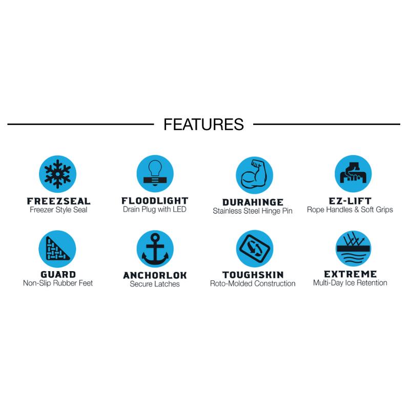 Renegade Cooler 35 Liter White w/Removeable Tray & LED Drain Plug, EZ-Lift Rope Handles