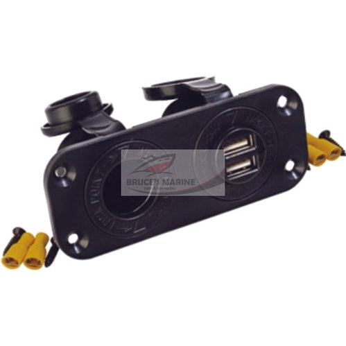 SEADOG 426505 DOUBLE USB 12V TO 24V INPUT & POWER SOCKET PANEL INCLUDES SCREWS & CONNECTORS