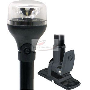 ATTWOOD 5558-P12A7 ALL-ROUND LED FOLD DOWN NAVIGATION LIGHT BLACK BASE, 12-INCH