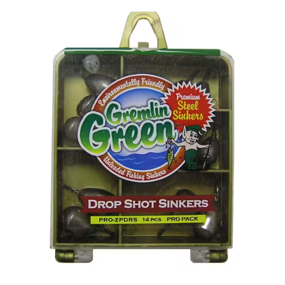 GREMLIN GREEN PREMIUM STEEL DROP SHOT DIPSEY SINKERS (14 PACK)