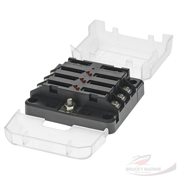 MODULAR FUSE BLOCK COVER W/ 6 CIRCUITS TERMINALS FUSE HOLDER LED MARINE BLACK, TRANSPARENT #746869