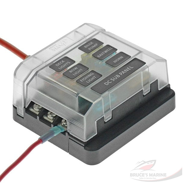 MODULAR FUSE BLOCK COVER W/ 6 CIRCUITS TERMINALS FUSE HOLDER LED MARINE BLACK, TRANSPARENT #746869