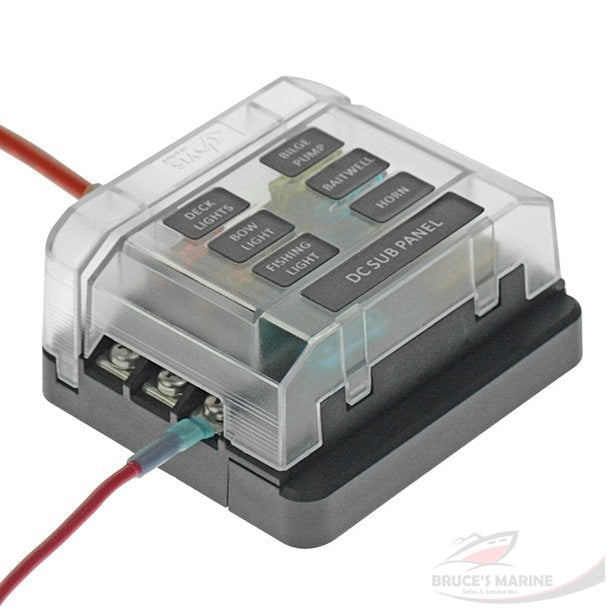 Modular Fuse Block Cover w/ 6 Circuits Terminals Fuse Holder LED Marine Black, Transparent #746869