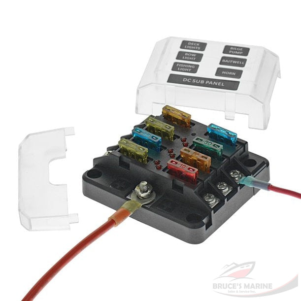 MODULAR FUSE BLOCK COVER W/ 6 CIRCUITS TERMINALS FUSE HOLDER LED MARINE BLACK, TRANSPARENT #746869