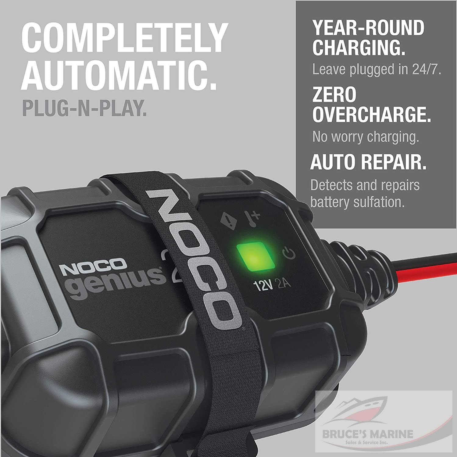 NOCO GENIUS2D, 2-AMP DIRECT-MOUNT ONBOARD CHARGER, 12V BATTERY CHARGER, BATTERY MAINTAINER, TRICKLE CHARGER, AND BATTERY DESULFATOR WITH TEMPERATURE COMPENSATION