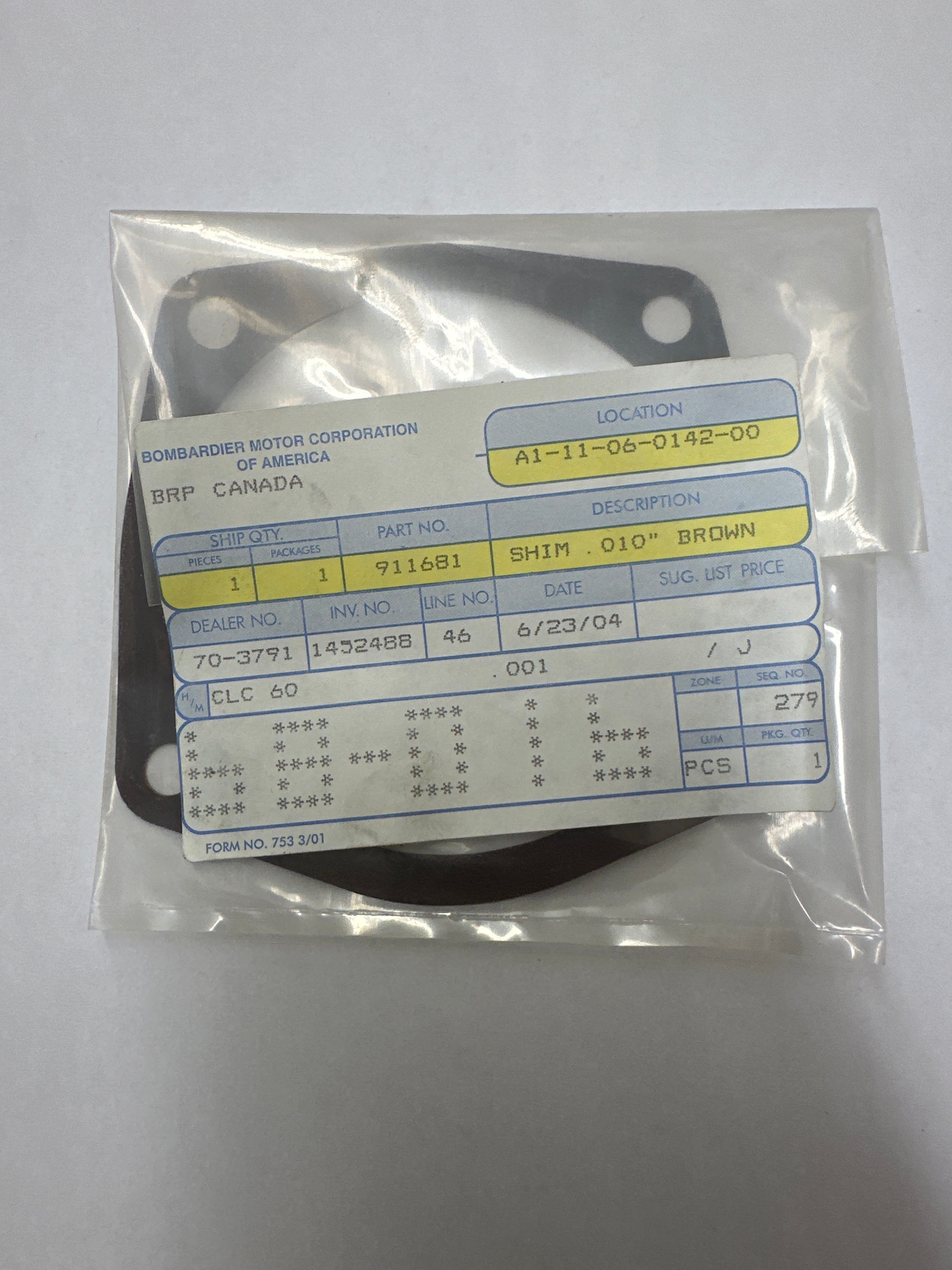SHIM-.010-BROWN P/N 911681